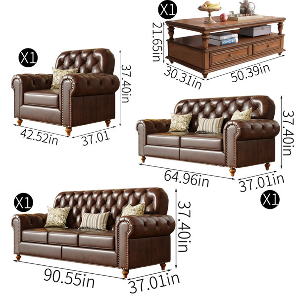 Lifton 4 Piece Leather Match Living Room Set Wayfair